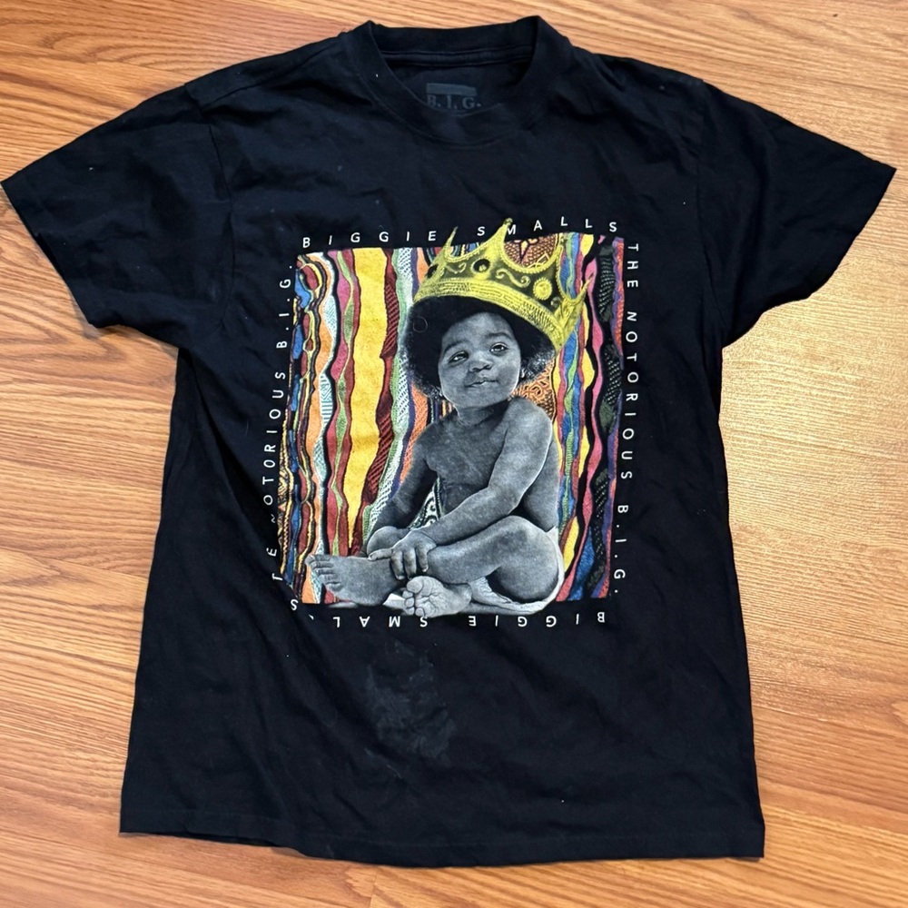 Biggie‎ Smalls B.I.G Black Colorful Graphic T-Shirt Size M